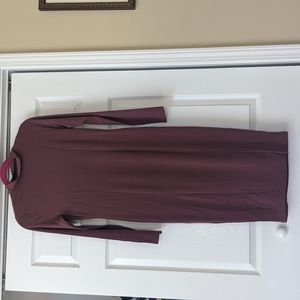 Turtle neck, long sleeve, tight dress with side slit